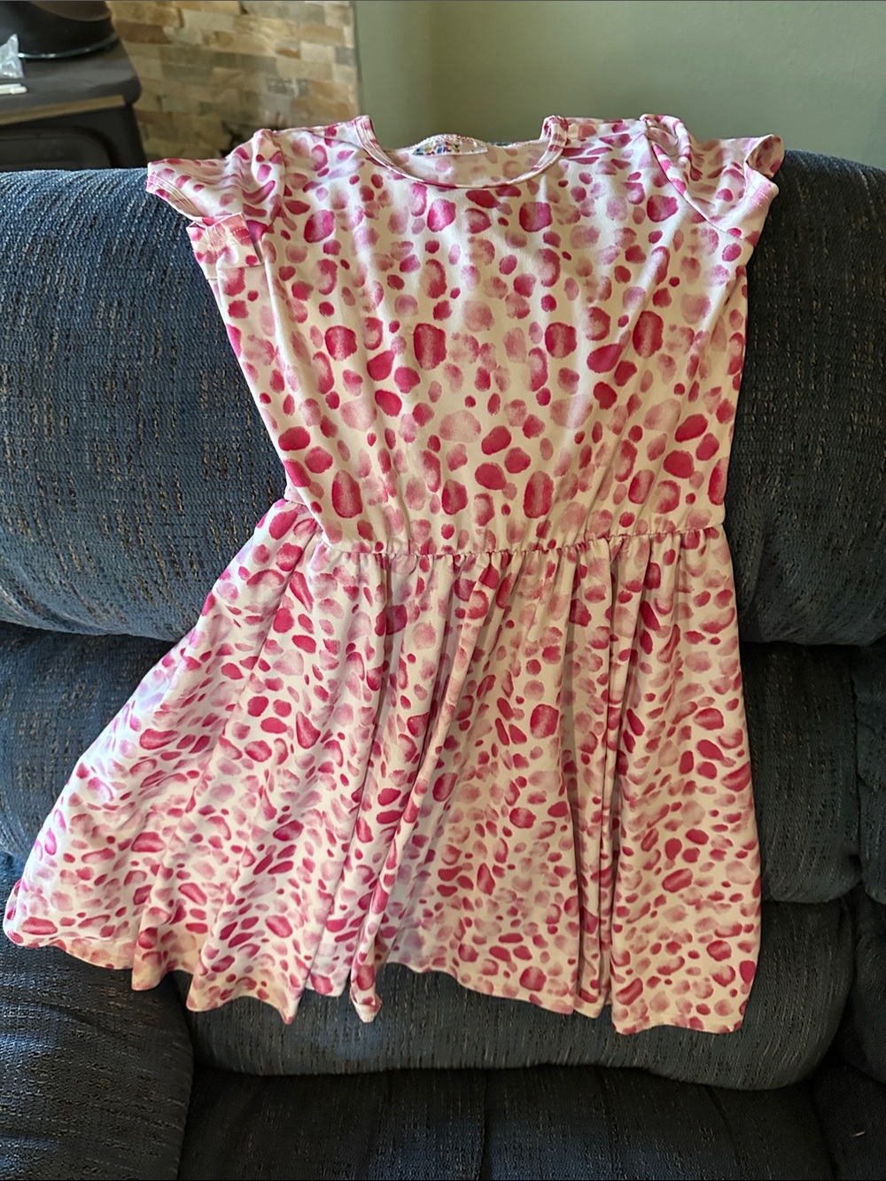 Dot Dot Smile Pink and White Animal-Print Short Sleeve Dress